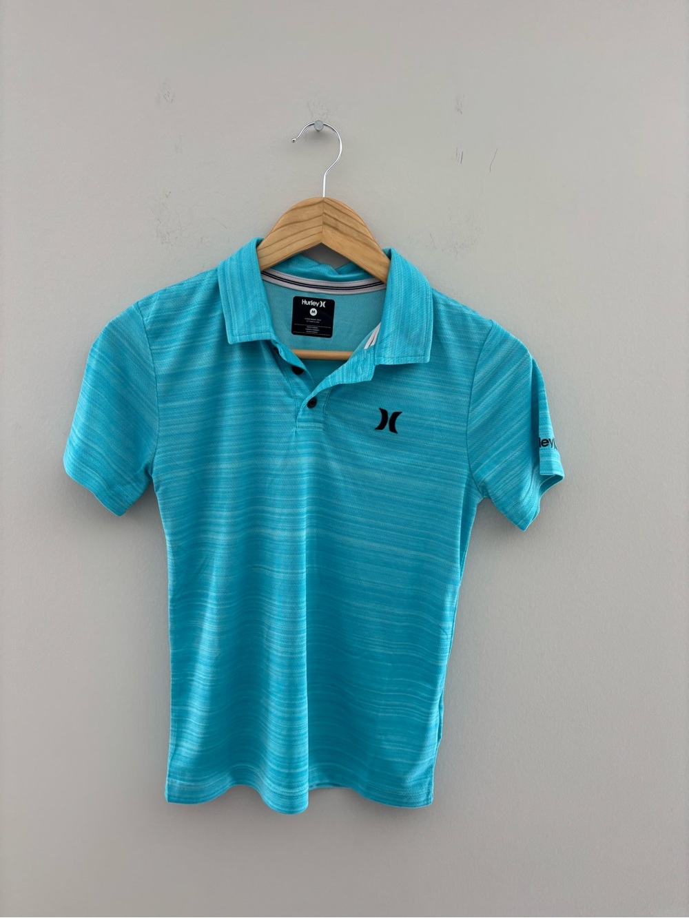 Hurley Boys Blue Striped Polo Shirt Youth Large Casual School Shirt